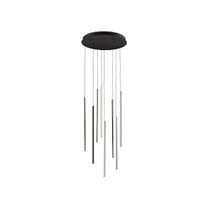 Chute 8 Head 1 Light 72-Watt Black Integrated LED Pendant Light