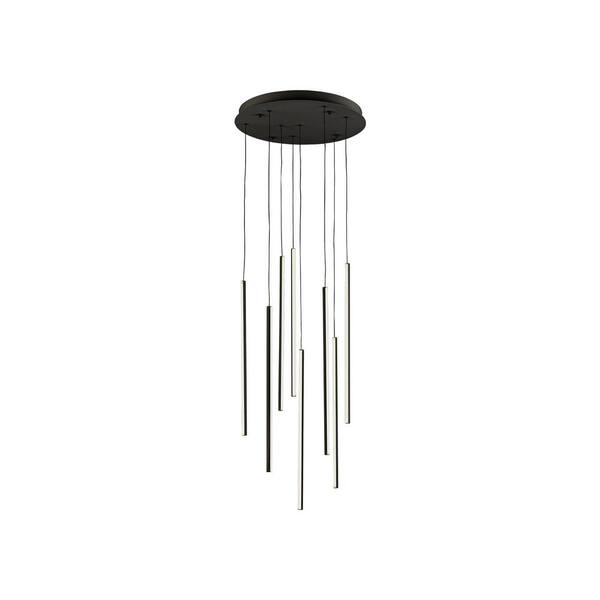 KUZCO Chute 8 Head 1 Light 72-Watt Black Integrated LED Pendant Light
