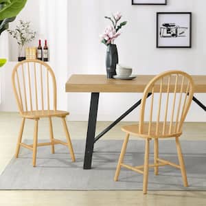 Costway Natural Wood Windsor Dining Chairs with High Spindle Back
