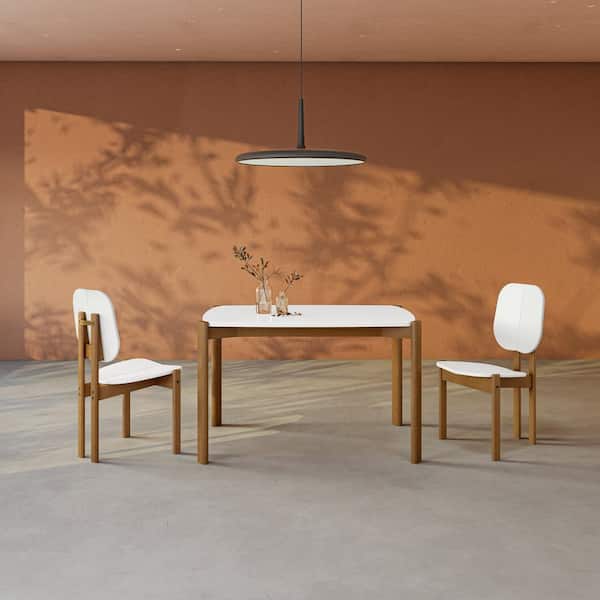 Manhattan Comfort Mid-Century Modern Gales 47.24 Dining Table with Solid Wood Legs in Matte White Manhattan Comfort Mid-Century Modern Gales 47.24 Dining Table with Solid Wood Legs in Matte White