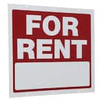 18 in. x 24 in. Red and White Plastic for Rent Sign