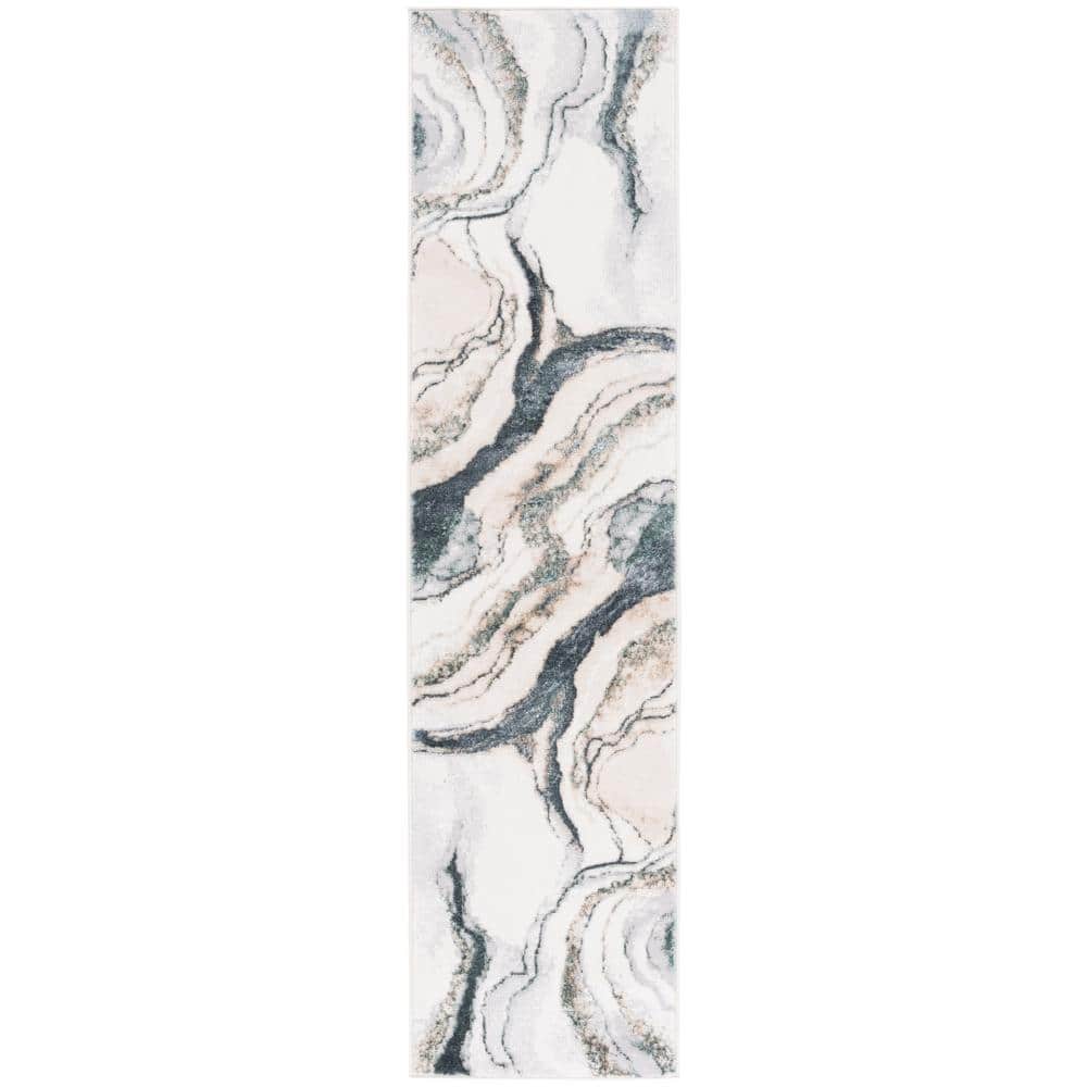 SAFAVIEH Alenia Gray/Blue 2 ft. x 8 ft. Agate 2-Toned Runner Rug ...