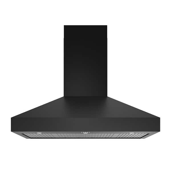 48 in. 800 CFM Convertible Wall Mount Range Hood in Matte Black with Baffle Filter, LED Light, and 7-inch Duct Vent