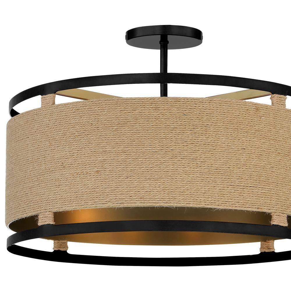 Windward Passage 4-Light Coal and Soft Brass Drum Ceiling Light
