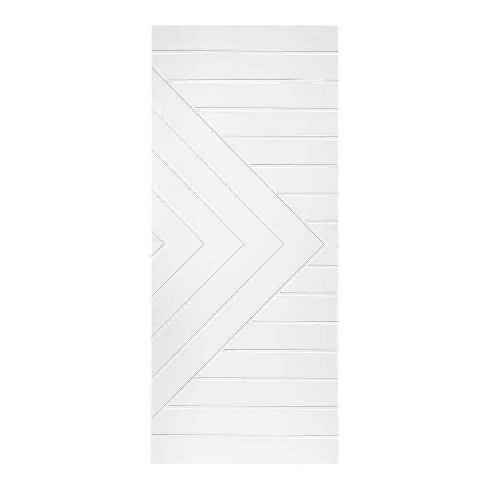 Modern Chevron with Strip 24 in. x 80 in. MDF Panel White Painted Sliding Barn Door with Hardware Kit price history on PriceWatchPro