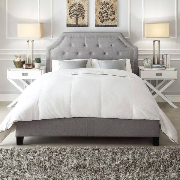 HomeSullivan Monarch Grey King Upholstered Bed