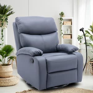 Everglade 30.2 in. W Technical Leather Upholstered Swivel and Rocking Manual Recliner in Gray