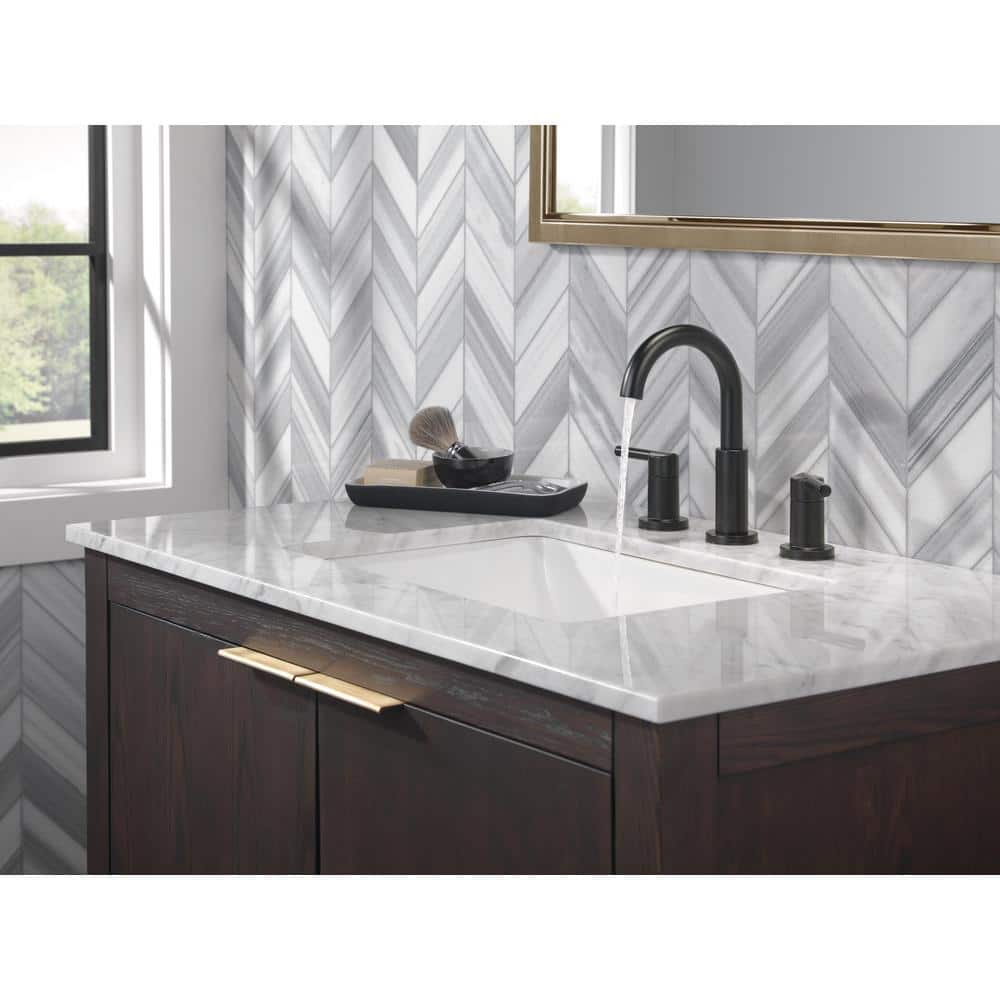 Delta Nicoli Matte Black 3-Hole Widespread Bathroom Faucet with Drain