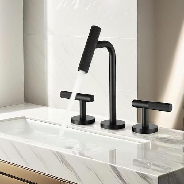 8 in. Widespread Double Handle 3-Holes Bathroom Faucet, 2.2 GPM Lavatory Sink Faucet with Spot Resistant in Matte Black