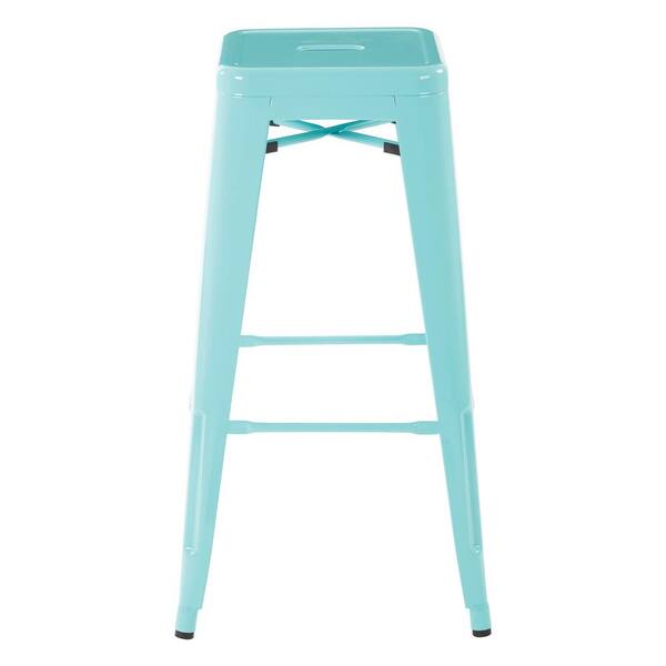 OSP Home Furnishings 30 in. Mint Green Finish Steel Backless Bar Stool (Set of 2)