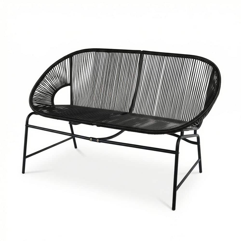 Outdoor Patio Wicker Loveseat, Black PE Rattan and Iron Frame, for Garden and Balcony price history on PriceWatchPro