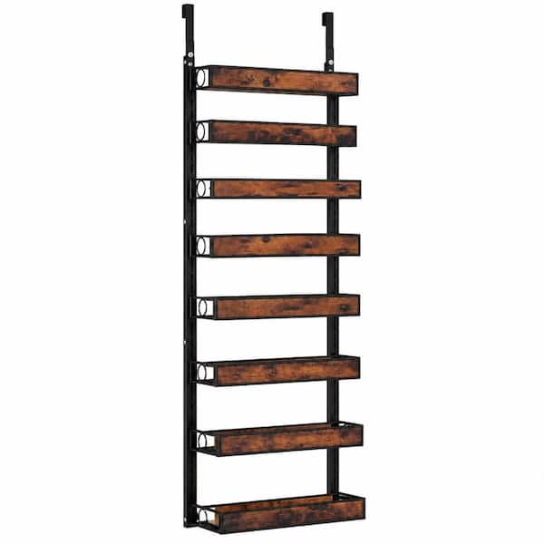 8 Tier Over The Door Adjustable Wood Basket Pantry Organizer 8.4 x 16.5 x 67 in Heavy Duty Storage Rack