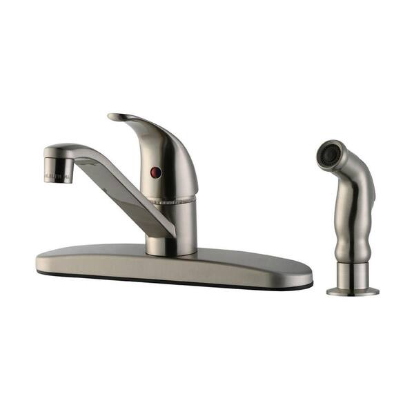 Design House Middleton Single-Handle Standard Kitchen Faucet with Side Sprayer in Satin Nickel