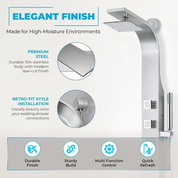 ANZZI Sans Series 40 in. Full Body Shower Panel System with Heavy