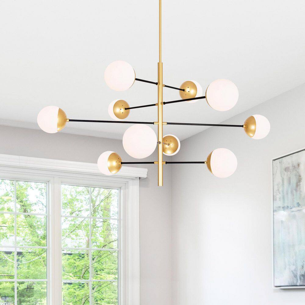 Medallion Gold Sputnik-Inspired 10-Light Metal Chandelier