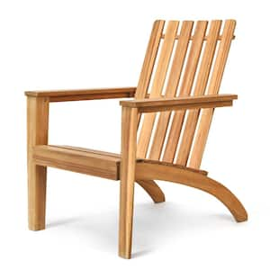 Natural Outdoor Acacia Wood Adirondack Chair Patio Lounge Chair for Porch, Deck, Lawn (1-Pack)