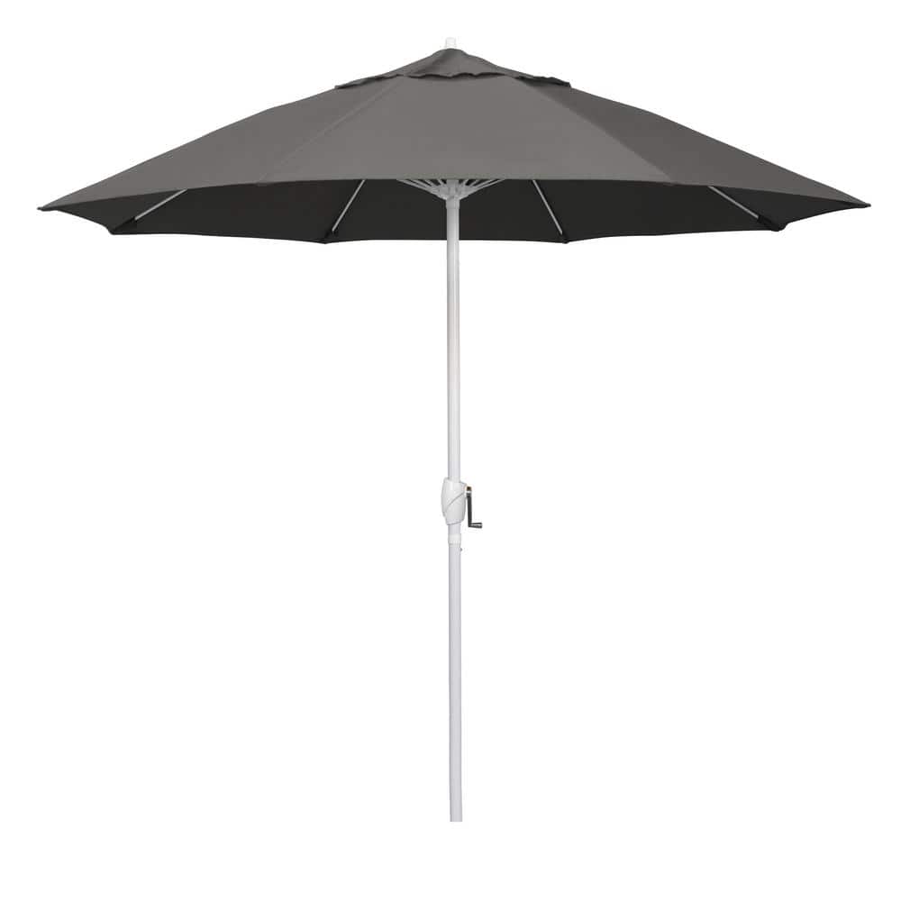 9 ft. Matted White Aluminum Market Patio Umbrella Fiberglass Ribs and Auto Tilt in Charcoal Sunbrella price history on PriceWatchPro