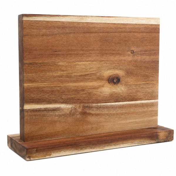 16-Knife 12 in. x 10 in. Magnetic Knife Holder, Acacia Wooden Magnetic Knife Block with Strong Enhanced Magnetic Strip