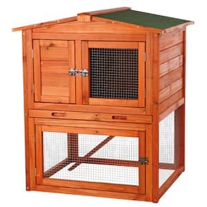 2.7 ft. x 2.4 ft. x 3.1 ft. Small Rabbit Enclosure with Peaked Roof Hutch