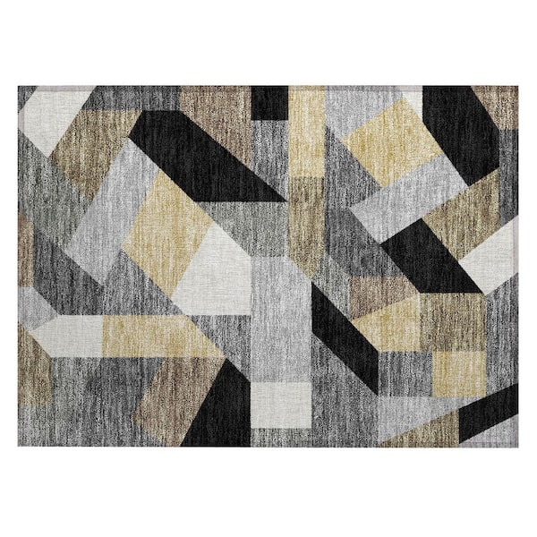 Chantille Machine Washable Indoor/Outdoor Abstract ACN2893 Black 3 ft. x 4 ft. Area Rug