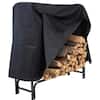 Sunnydaze 4 ft. Black Steel Firewood Log Rack with Cover QX-4LR-4LRC