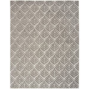 Aloha Charcoal 9 ft. x 12 ft. Botanical Contemporary Indoo/Outdoor Patio Rug