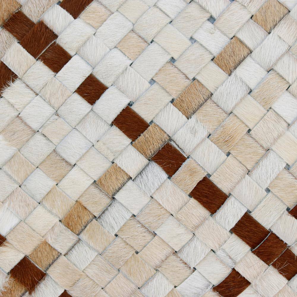 Ivory and Brown Textured Fur Throw Pillow