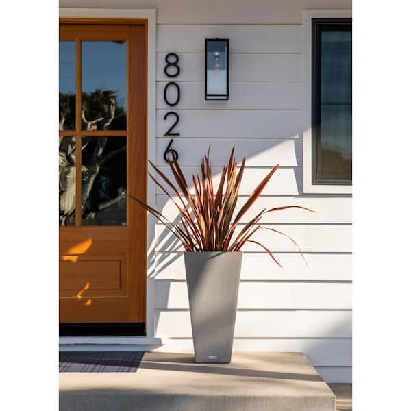 Midland 26 in. Gray Plastic Tall Square Planter (2-Pack)