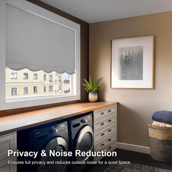 Chicology Fringe Gray Solid Cordless Blackout Privacy Vinyl Roller