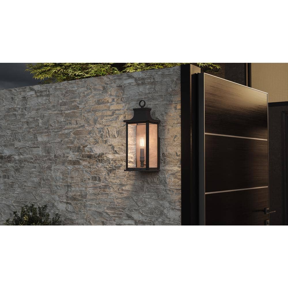 Abernathy 15.5" Bronze Outdoor Wall Lantern with Clear Glass
