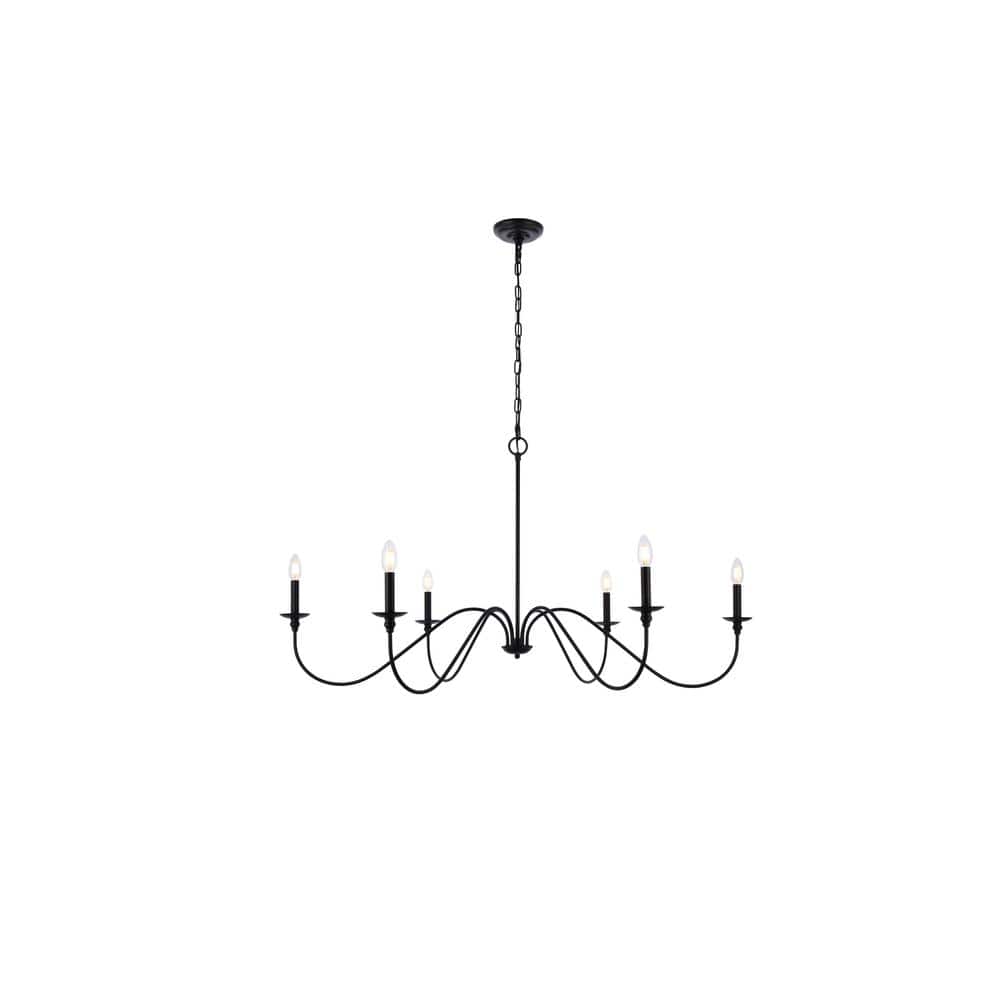 Timeless Home Roman 48 in. W x 25 in. H 6-Light Matte Black Pendant