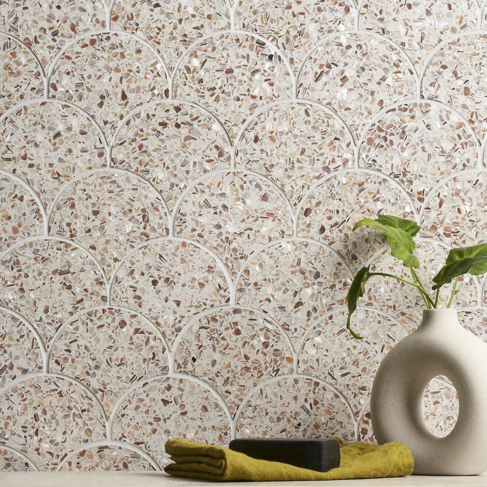 Cream Pearl Polished Mosaic Wave Tile for Walls and Floors