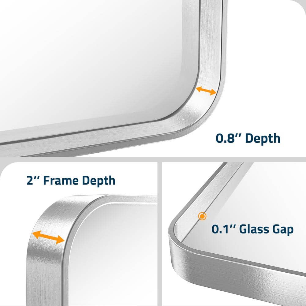 Silver Rectangular 22x30 Inch Metal Frame Wall Mirror