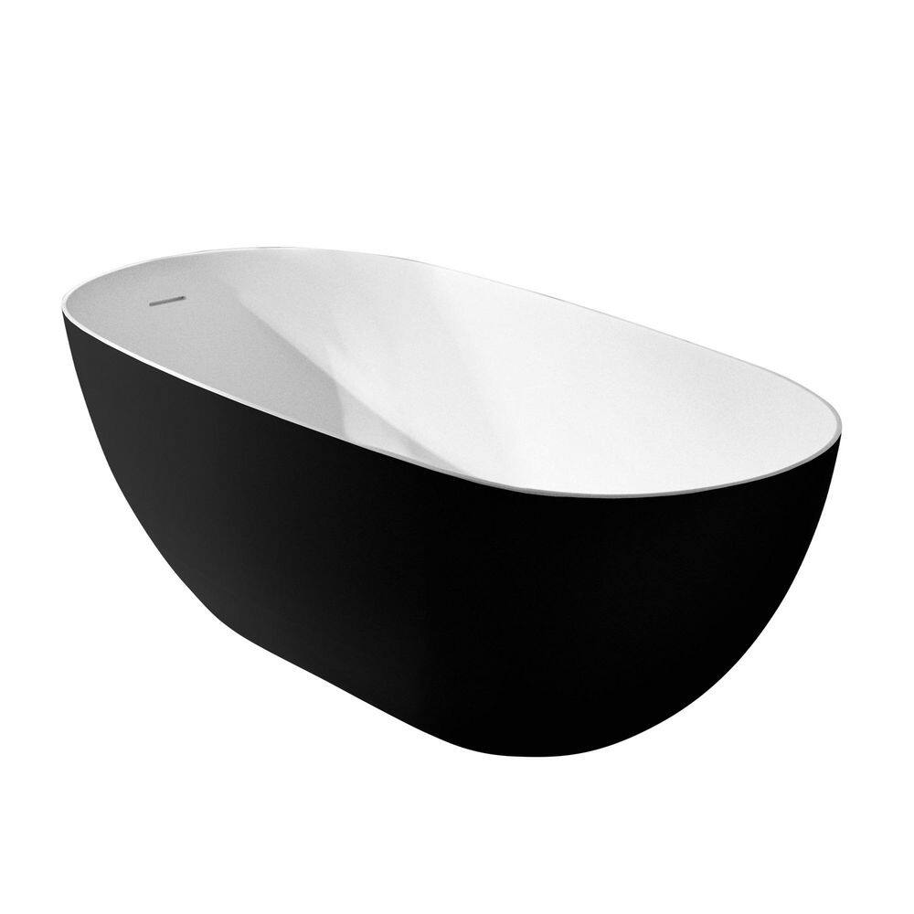 67 in. x 30.75 in. Solid Surface Stone Resin Soaking Bathtub with Center Drain in Black price history on PriceWatchPro