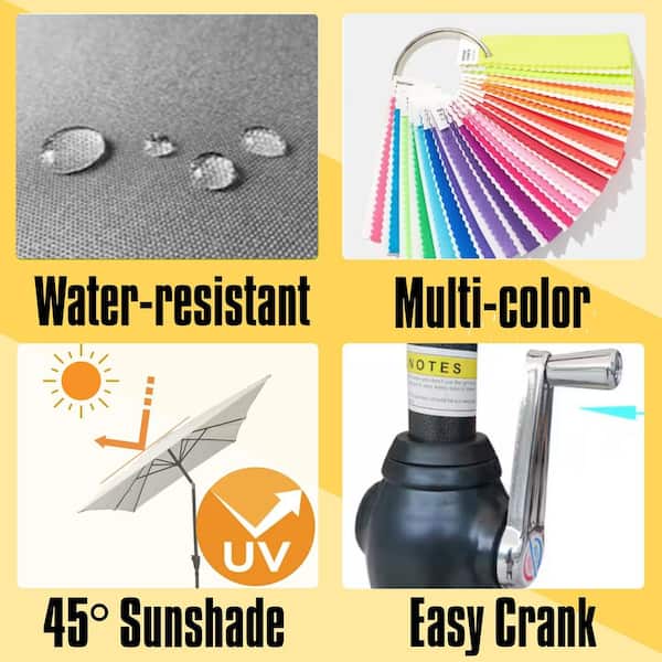 6 ft. x 9 ft. Patio Market Umbrella Outdoor Waterproof Umbrella with Crank and Push Button Tilt in Brick Red