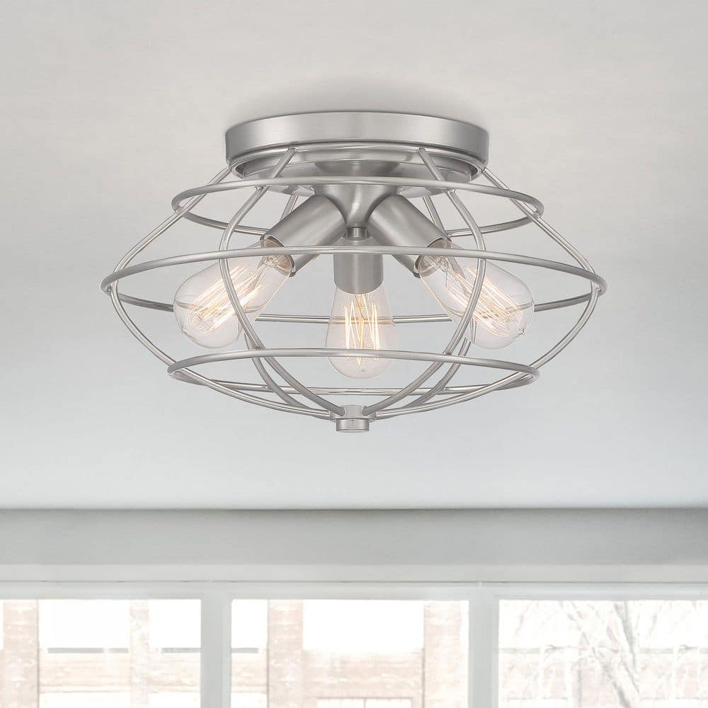Jax 15 in. Industrial Brushed Nickel Medium-Base (E26) Bulb Flush Mount for Kitchens price history on PriceWatchPro
