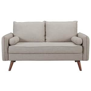 Revive 60 in. Beige Polyester 2-Seater Loveseat with Tapered Wood Legs