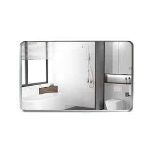 36 in. W. x 30 in. H Rectangular Framed Wall Bathroom Vanity Mirror in Silver