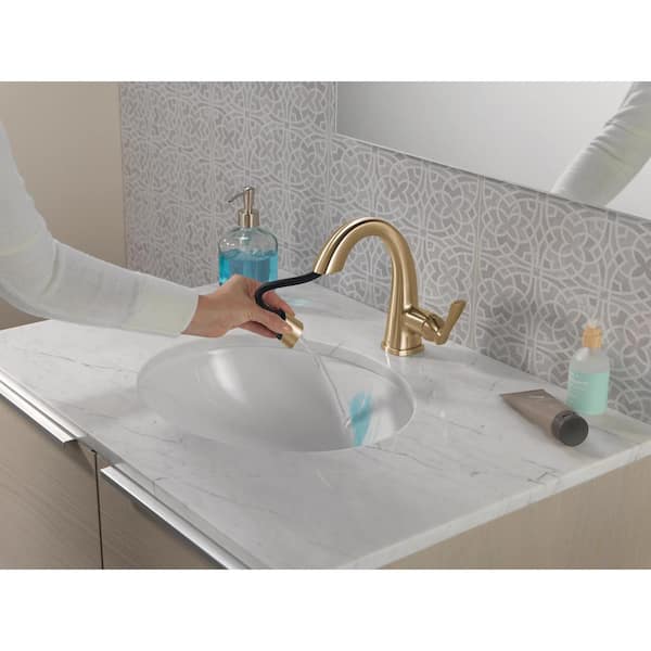 Stryke Gold Single Handle Single Hole Bathroom Faucet with Pull-Down Spout in Lumicoat Champagne Bronze