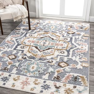 Aziza Multi 5 ft. x 8 ft. Persian Medallion High-Low Area Rug