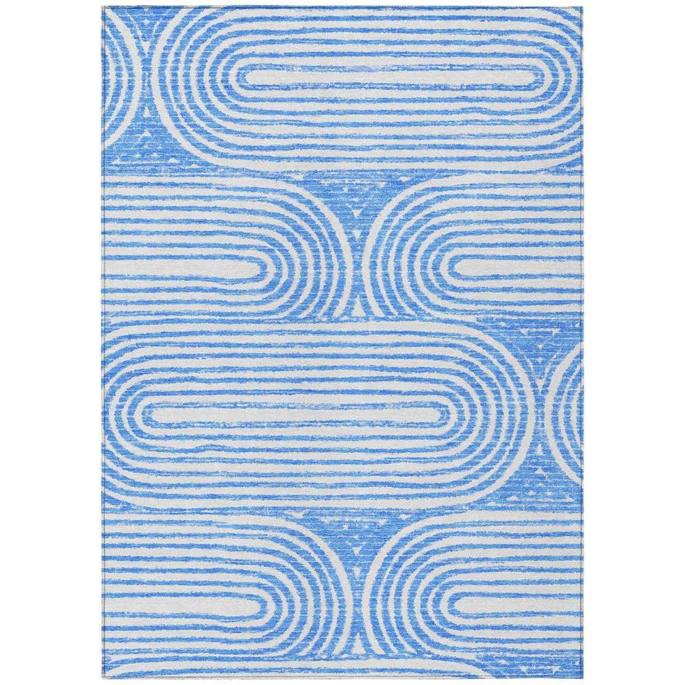 Blue and White 5 ft. x 8 ft. Woven Abstract Rectangle Indoor/Outdoor Area Rug price history on PriceWatchPro