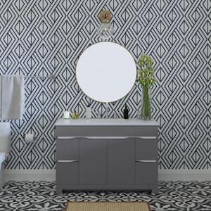 Clare 48 in. W x 19 in. D x 33 in. H Single Sink Freestanding Bath Vanity in Cement with White Cultured Marble Top