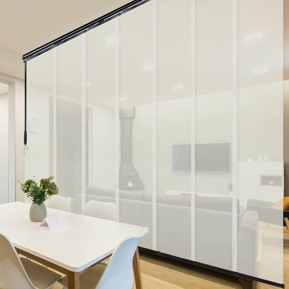 Ashy Mesh 110 in.- 153 in. W x 94 in. L Adjustable 7-Panel Black Single Rail Panel Track with 23.5 in. Slates price history on PriceWatchPro