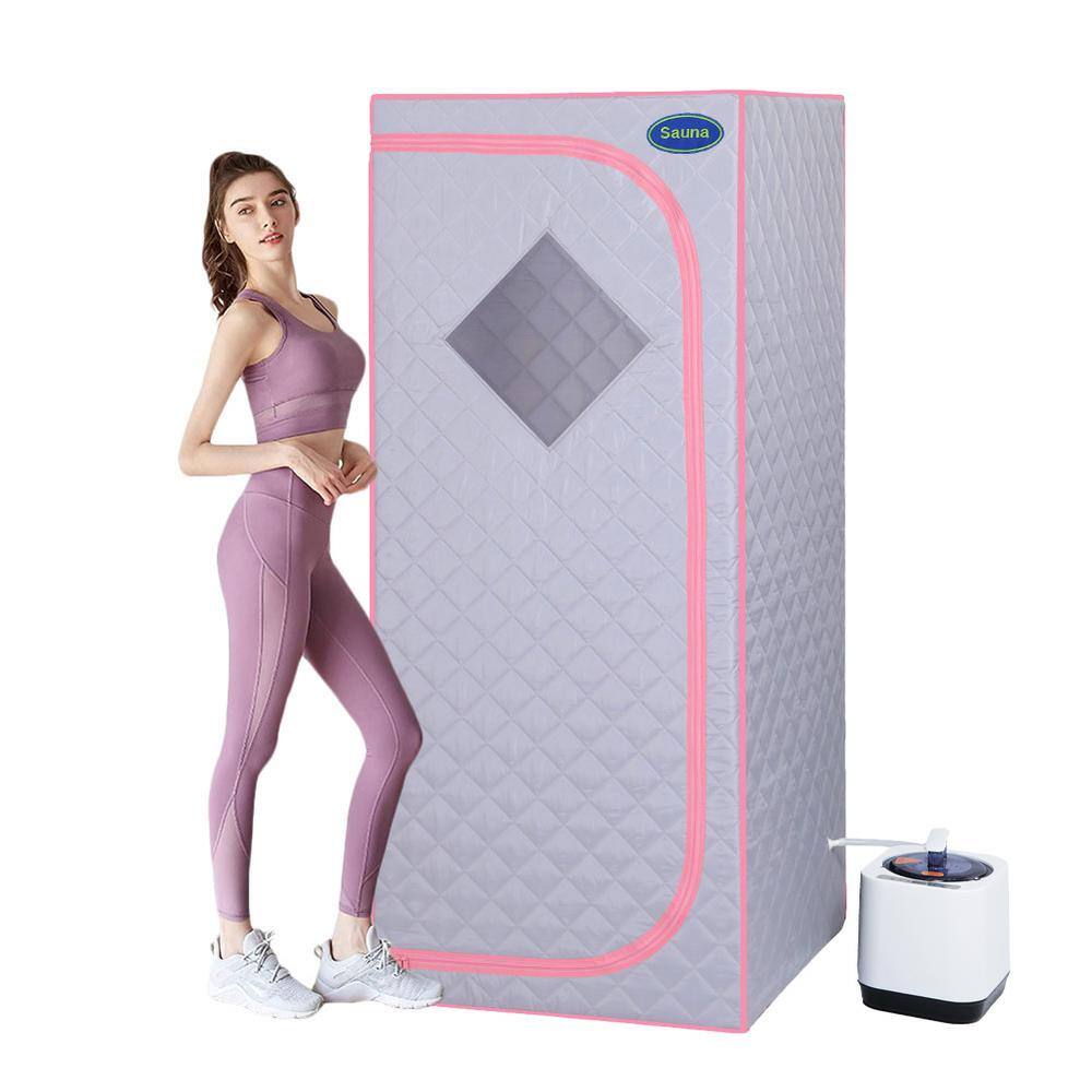 Compact FCC-Certified Gray Portable 1-Person Sauna with Steam Generator, Re