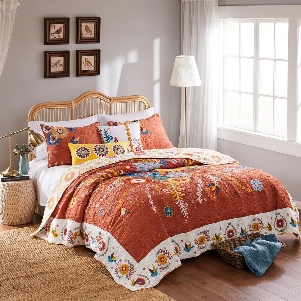 Topanga King-Size Reversible Microfiber Quilt Set in Blue