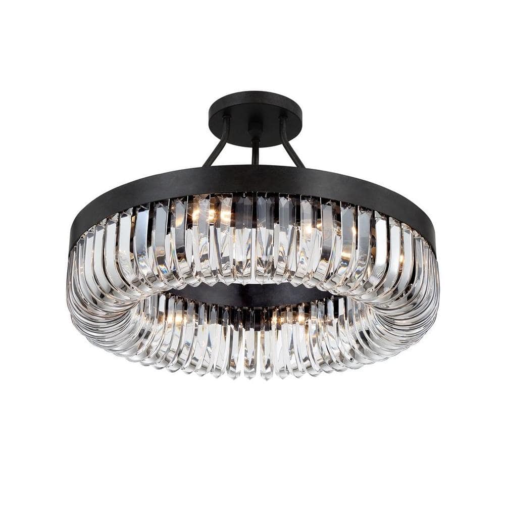 Charcoal Bronze 8-Light Chandelier with Clear Glass Beads