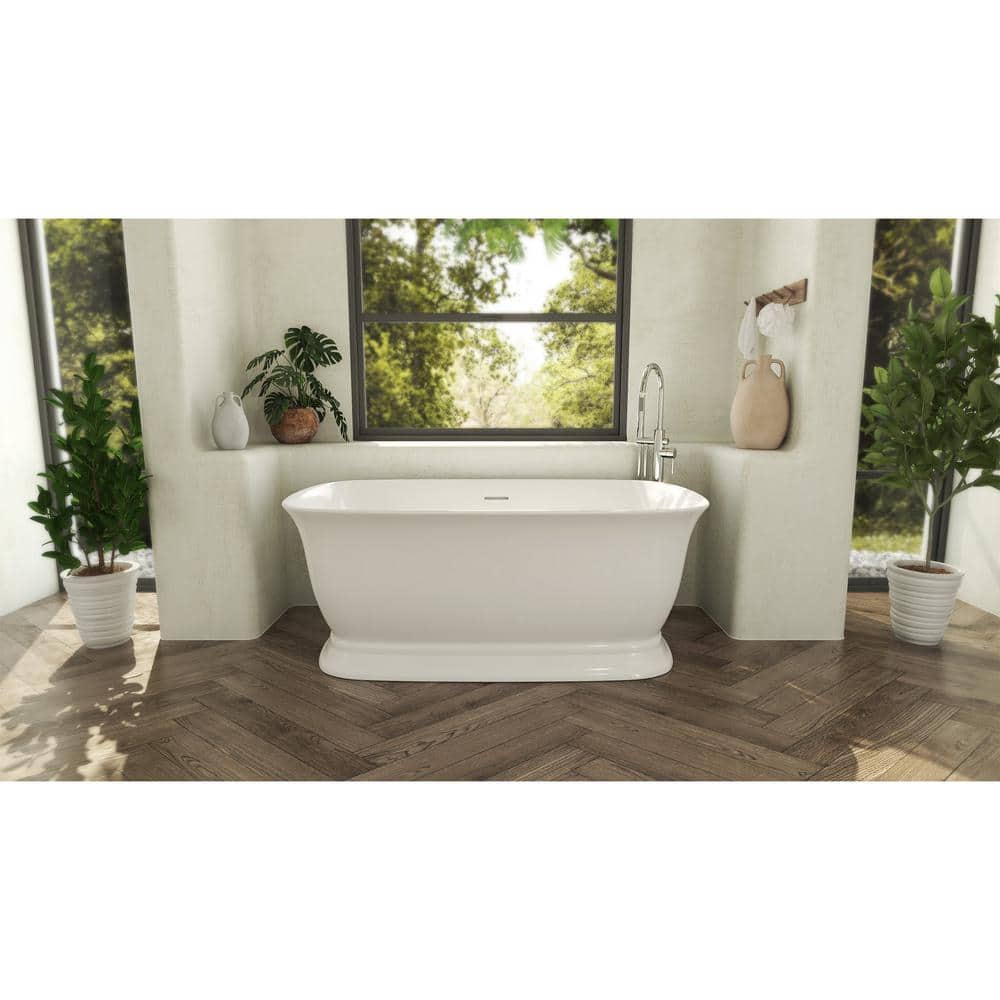 Ascend 59'' White Acrylic Freestanding Double Slipper Bathtub
