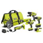 ONE+ 18V Cordless 6-Tool Combo Kit with (2) Batteries, Charger, Bag with 1/2 in. Hammer Drill/Driver with Handle