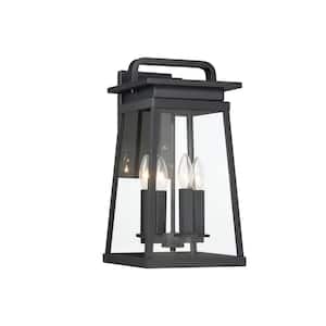 Isla Vista 30 in. Black Indoor/Outdoor Hardwired Wall Lantern Sconce with No Bulbs Included