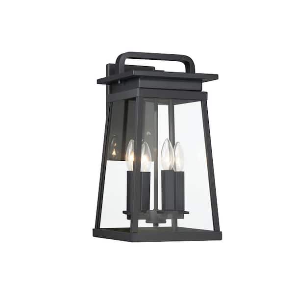 The Great Outdoors Isla Vista 30 in. Black Indoor/Outdoor Hardwired Wall Lantern Sconce with No Bulbs Included